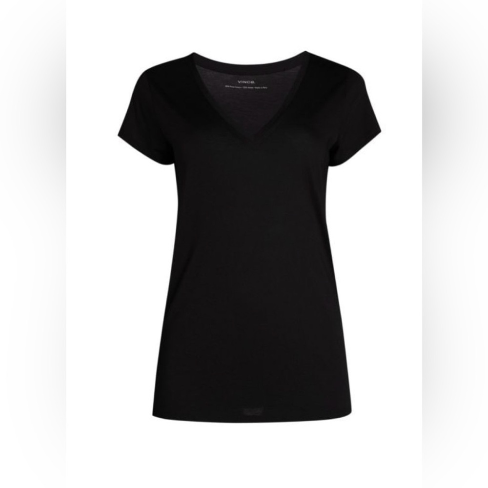 Vince Little Boy V-Neck Black Tee short sleeve size Small
